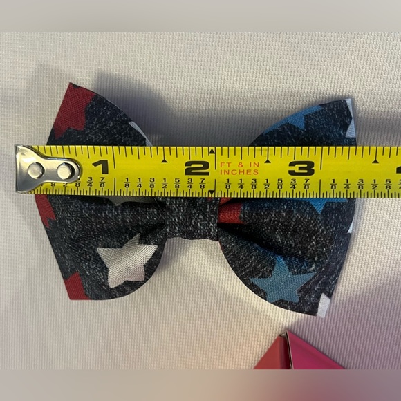 Set of 3 Hair Bows Girls Accessories Clips Fabric Toddlers July 4th Independence - Picture 2 of 5